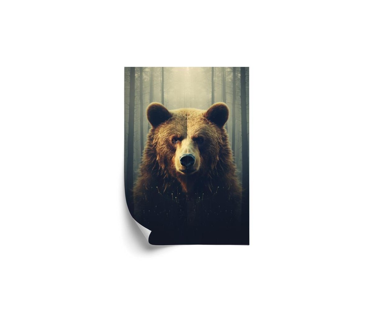 Poster Ein Riesiger Bär In Einem Nebligen Wald