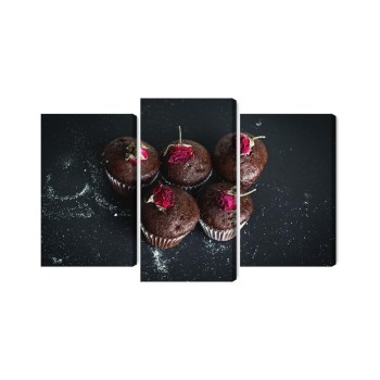 Mehrteiliges Bild Schokoladenmuffins Mit Rosen
