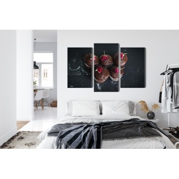 Mehrteiliges Bild Schokoladenmuffins Mit Rosen