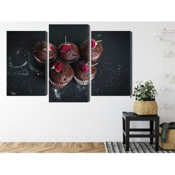 Mehrteiliges Bild Schokoladenmuffins Mit Rosen