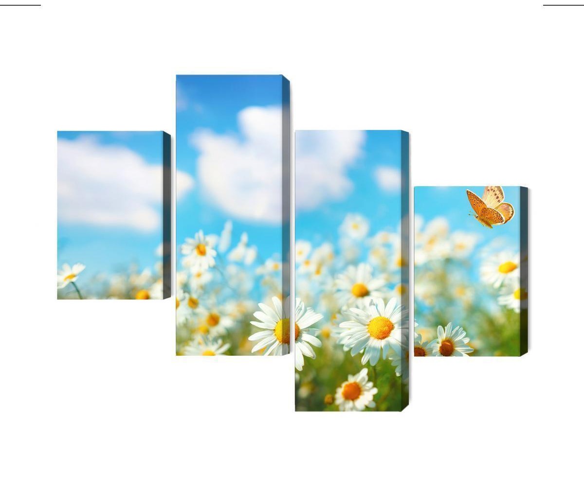 Mehrteiliges Bild 3D-Gänseblümchenfeld