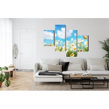 Mehrteiliges Bild 3D-Gänseblümchenfeld