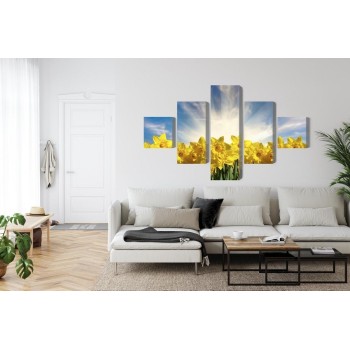 Mehrteiliges Bild 3D Narzissenfeld
