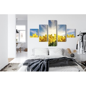Mehrteiliges Bild 3D Narzissenfeld
