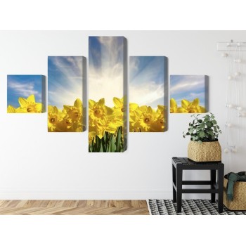 Mehrteiliges Bild 3D Narzissenfeld