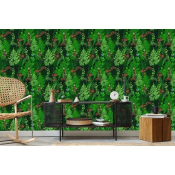 Tapete Waldfarn Mit Blumen