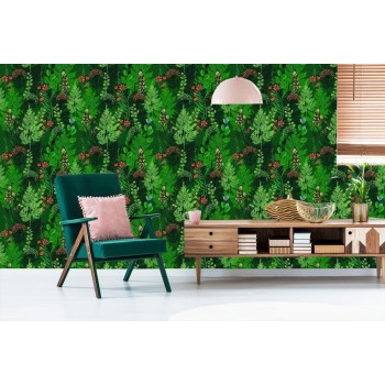 Tapete Waldfarn Mit Blumen