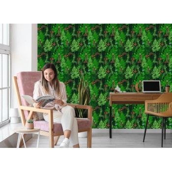Tapete Waldfarn Mit Blumen