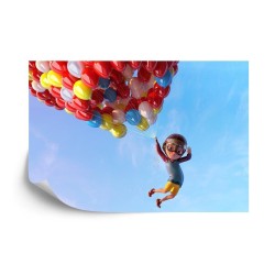 Fototapete Junge Mit Luftballons Im Flug