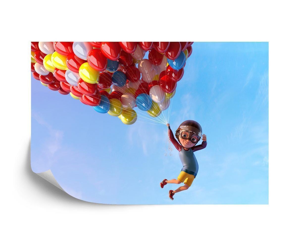 Fototapete Junge Mit Luftballons Im Flug