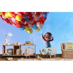 Fototapete Junge Mit Luftballons Im Flug