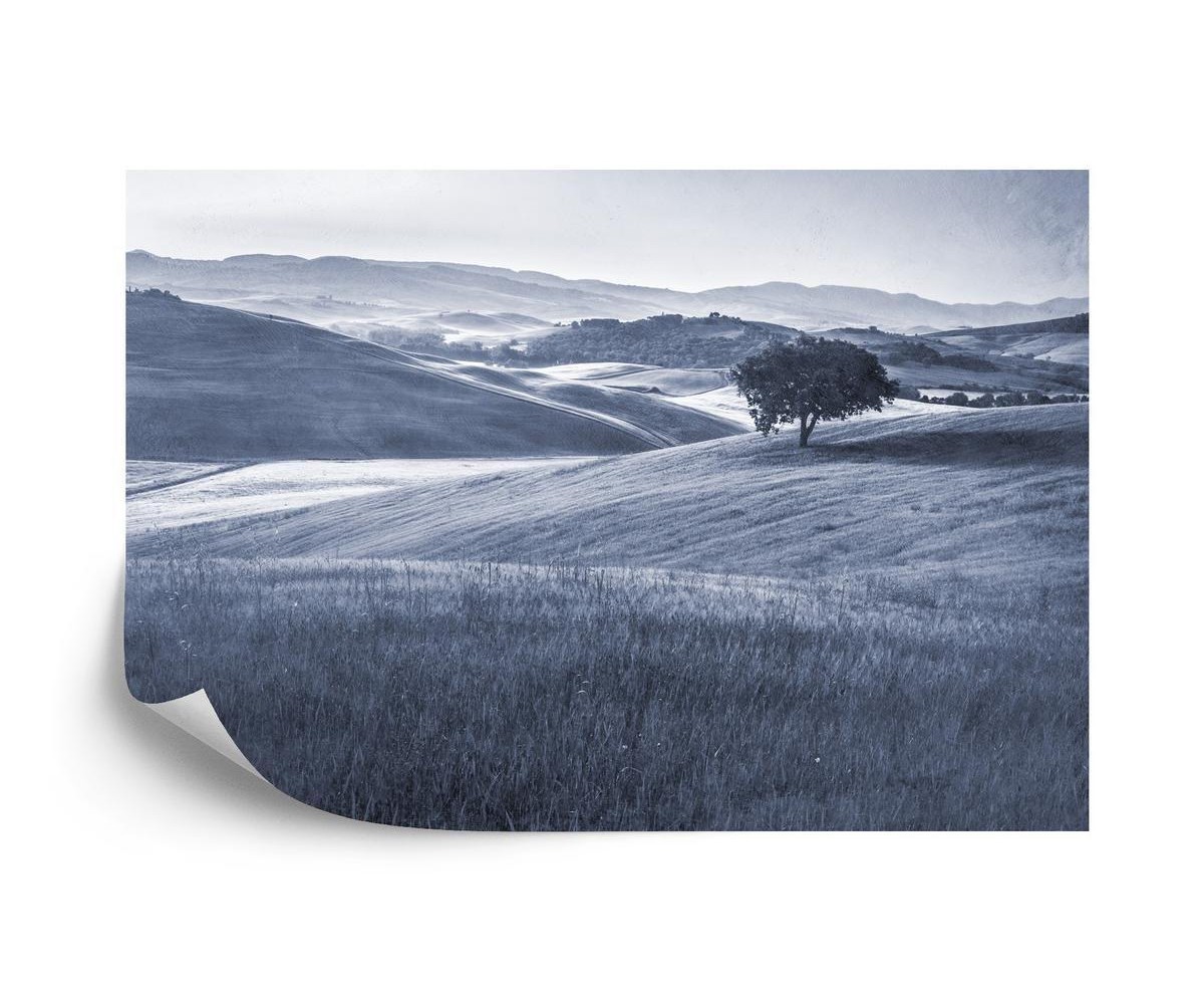 Fototapete Rolling Hills Verblasste Vintage In Blau