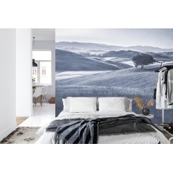 Fototapete Rolling Hills Verblasste Vintage In Blau