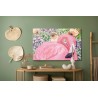 Leinwandbild Flamingo Und Blumen