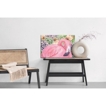 Leinwandbild Flamingo Und Blumen