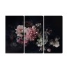 Mehrteiliges Bild Blumen Im Vintage-Stil Auf Dunklem Hintergrund