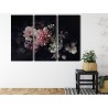 Mehrteiliges Bild Blumen Im Vintage-Stil Auf Dunklem Hintergrund