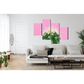 Mehrteiliges Bild Kaktus Auf Einem Rosa Hintergrund