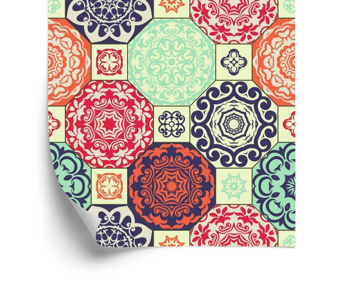 Tapete Bunte Ornamente Im Retro-Stil