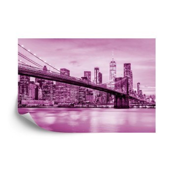 Fototapete Brooklyn Bridge Nyc In Rosa