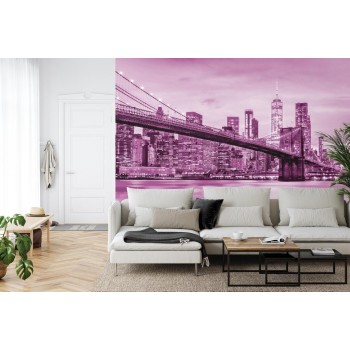 Fototapete Brooklyn Bridge Nyc In Rosa