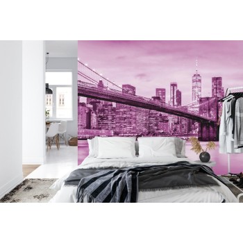 Fototapete Brooklyn Bridge Nyc In Rosa