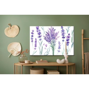 Leinwandbild Blühender Lavendel Gemalt Mit Aquarell