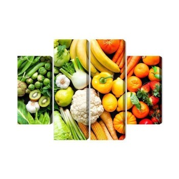 Mehrteiliges Bild Obst Und Gemüse In Regenbogenfarben