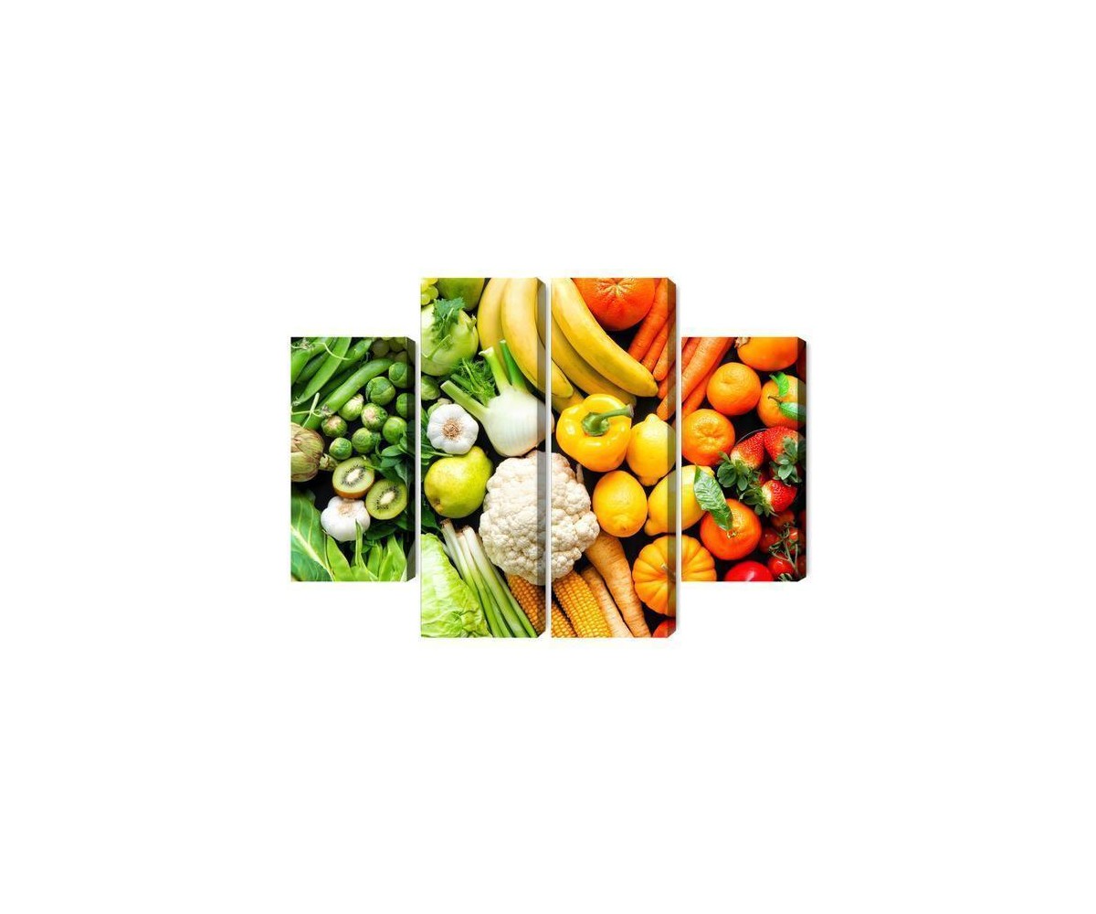 Mehrteiliges Bild Obst Und Gemüse In Regenbogenfarben