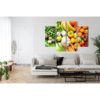 Mehrteiliges Bild Obst Und Gemüse In Regenbogenfarben