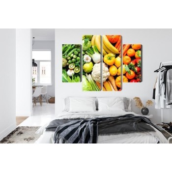 Mehrteiliges Bild Obst Und Gemüse In Regenbogenfarben