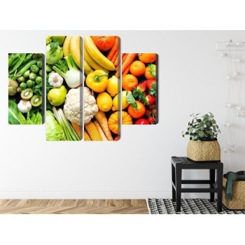 Mehrteiliges Bild Obst Und Gemüse In Regenbogenfarben
