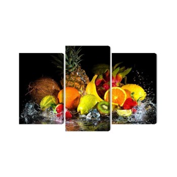 Mehrteiliges Bild Obst Mit Einem Spritzer Wasser