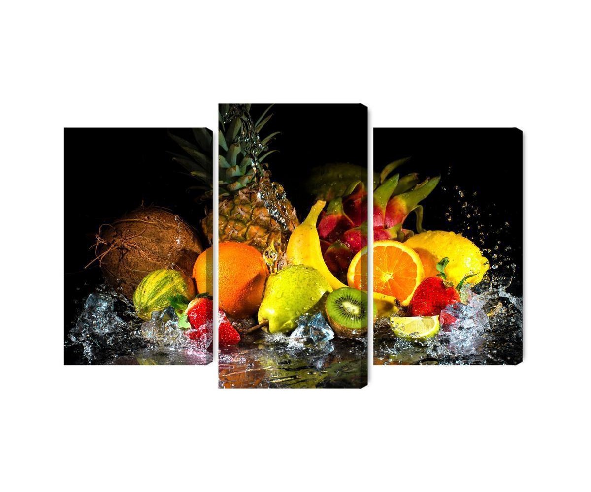 Mehrteiliges Bild Obst Mit Einem Spritzer Wasser
