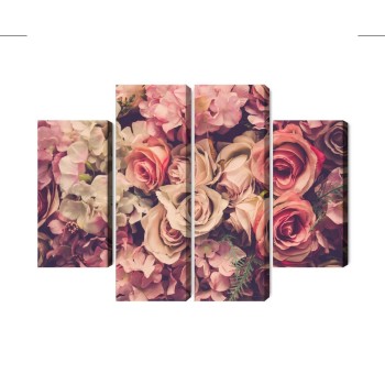 Mehrteiliges Bild Zarte Bunte 3D-Blumen