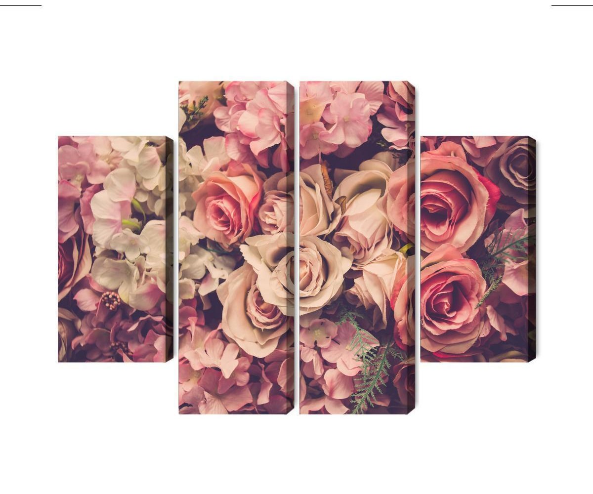 Mehrteiliges Bild Zarte Bunte 3D-Blumen
