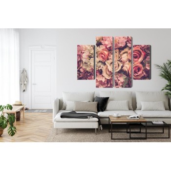 Mehrteiliges Bild Zarte Bunte 3D-Blumen