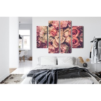 Mehrteiliges Bild Zarte Bunte 3D-Blumen