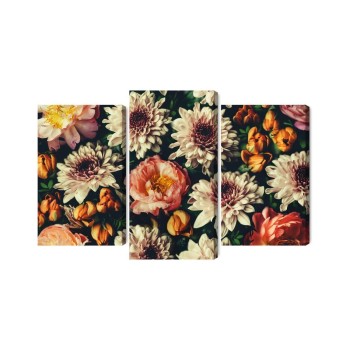 Mehrteiliges Bild Vielzahl Von Bunten 3D-Blumen