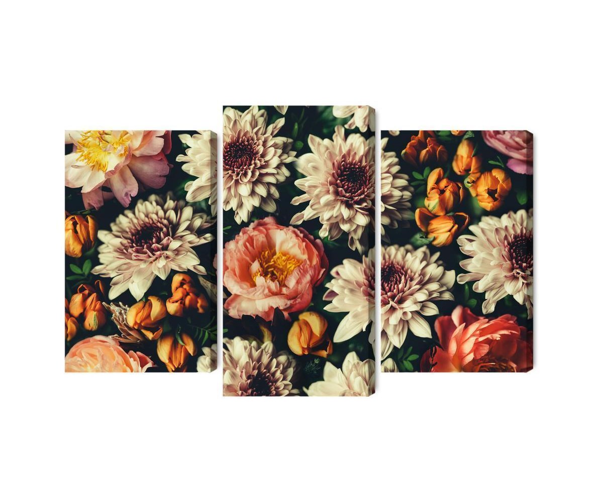 Mehrteiliges Bild Vielzahl Von Bunten 3D-Blumen