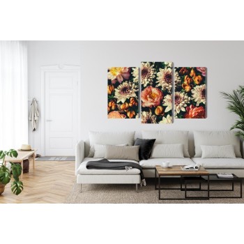 Mehrteiliges Bild Vielzahl Von Bunten 3D-Blumen
