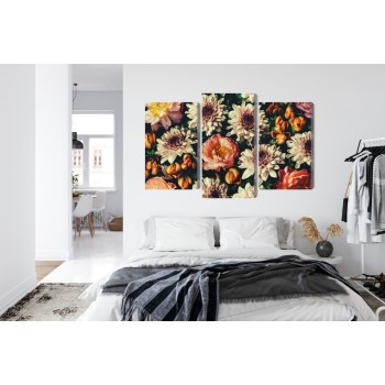 Mehrteiliges Bild Vielzahl Von Bunten 3D-Blumen