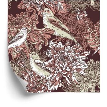 Tapete Vögel Unter Blumen