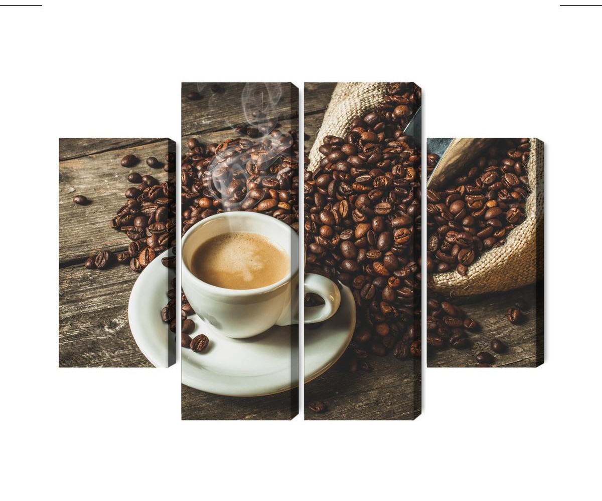 Mehrteiliges Bild Eine Tasse Heißen Kaffee