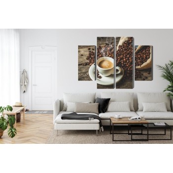 Mehrteiliges Bild Eine Tasse Heißen Kaffee