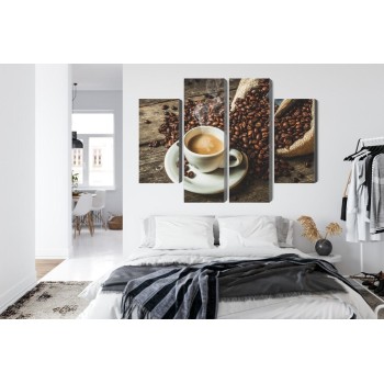 Mehrteiliges Bild Eine Tasse Heißen Kaffee