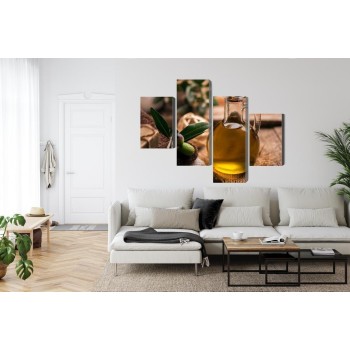 Mehrteiliges Bild Eine Flasche Olivenöl