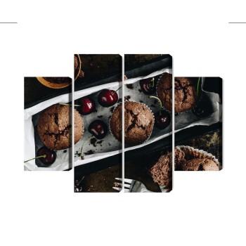 Mehrteiliges Bild Muffins Mit Kirschen