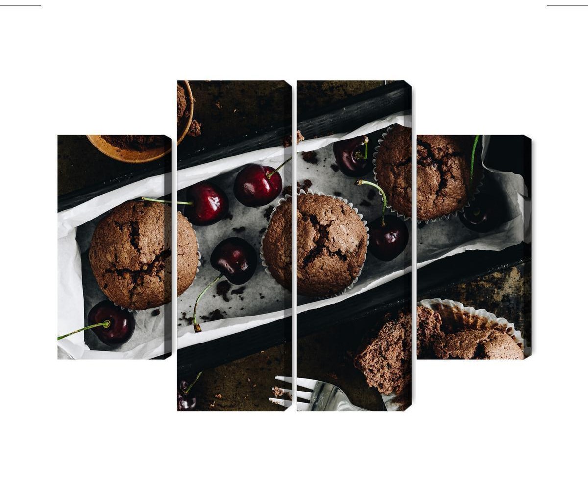 Mehrteiliges Bild Muffins Mit Kirschen