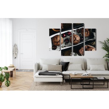 Mehrteiliges Bild Muffins Mit Kirschen